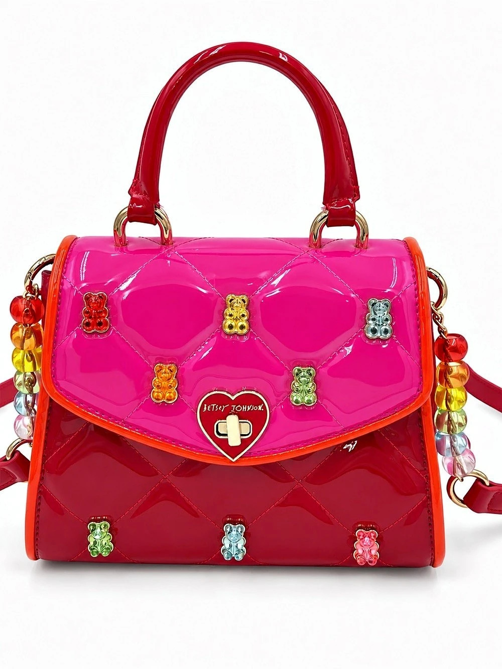 Betsey Johnson Beary Sweet Gummy Bear Top Handle Satchel Crossbody Bag Pink NWOT